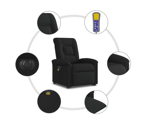 Sillón de masaje eléctrico reclinable elevable tela negro