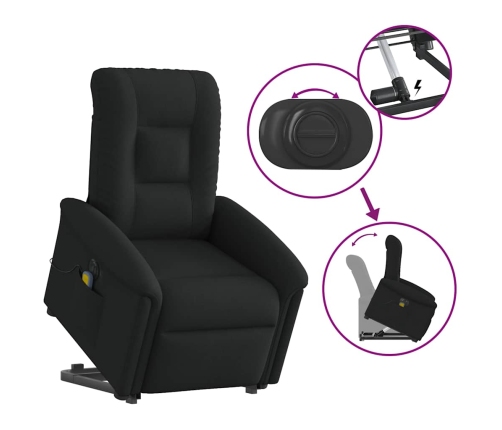 Sillón de masaje eléctrico reclinable elevable tela negro