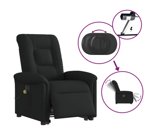 Sillón de masaje eléctrico reclinable elevable tela negro