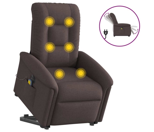 Sillón masaje eléctrico reclinable elevable tela marrón oscuro