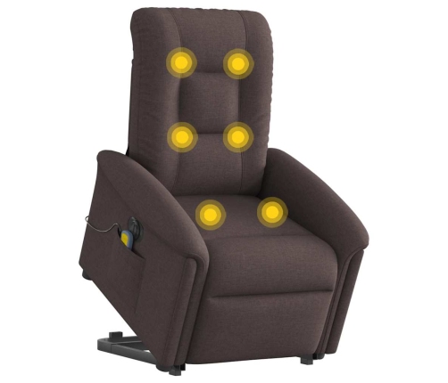 Sillón masaje eléctrico reclinable elevable tela marrón oscuro