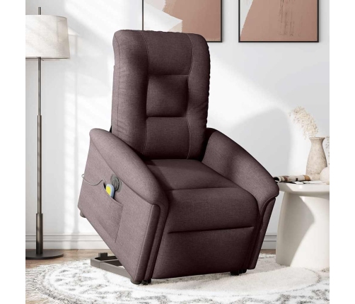 Sillón masaje eléctrico reclinable elevable tela marrón oscuro