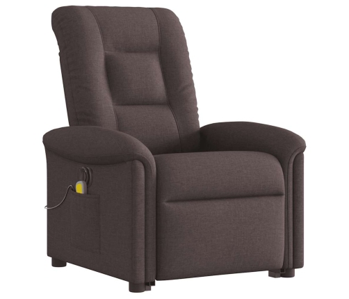 Sillón masaje eléctrico reclinable elevable tela marrón oscuro