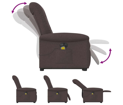 Sillón masaje eléctrico reclinable elevable tela marrón oscuro