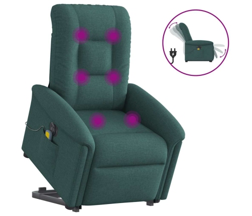 Sillón masaje eléctrico reclinable elevable tela verde oscuro