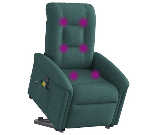 Sillón masaje eléctrico reclinable elevable tela verde oscuro