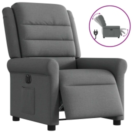 Sillón reclinable eléctrico de tela gris oscuro