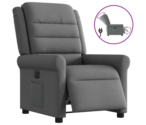 Sillón reclinable eléctrico de tela gris oscuro