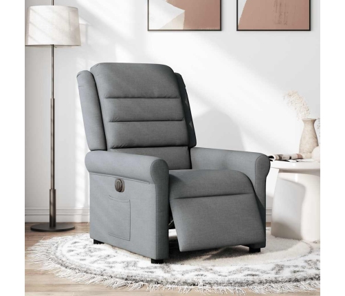 Sillón reclinable eléctrico de tela gris oscuro