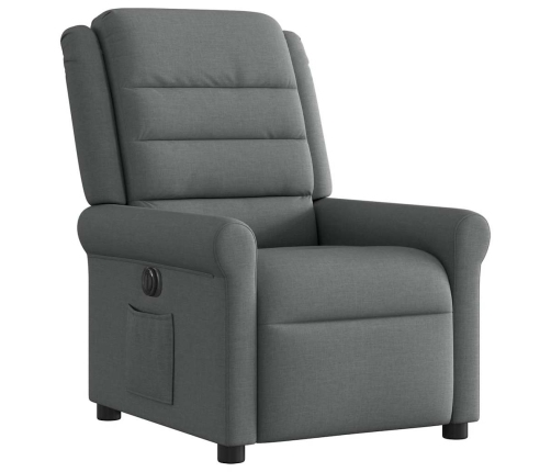 Sillón reclinable eléctrico de tela gris oscuro