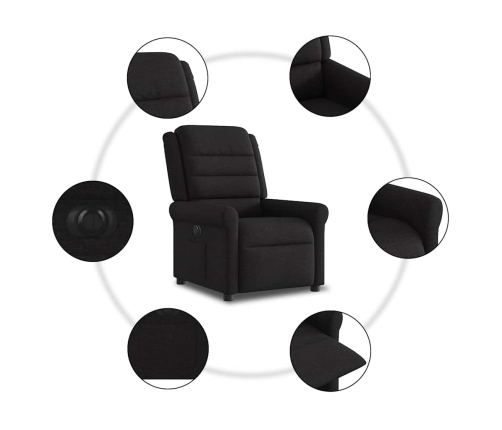 Sillón reclinable eléctrico de tela negro