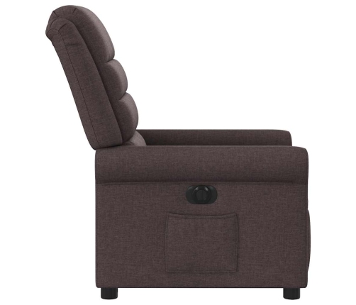 Sillón reclinable eléctrico tela marrón oscuro