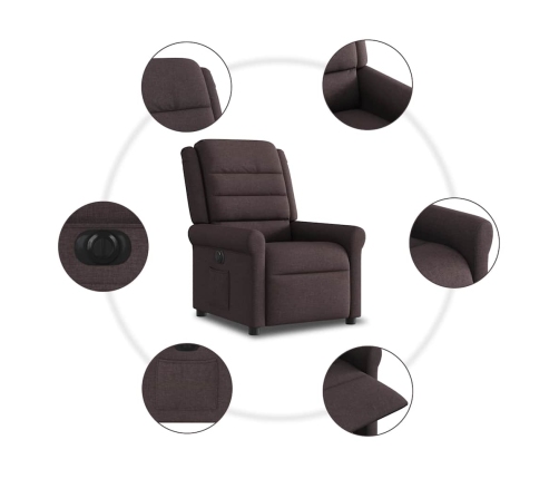 Sillón reclinable eléctrico tela marrón oscuro