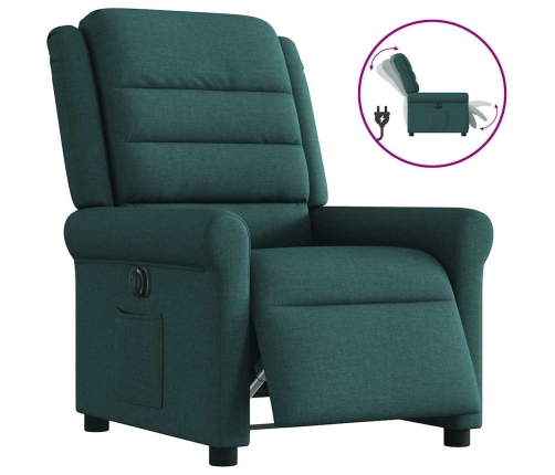 Sillón reclinable eléctrico tela verde oscuro