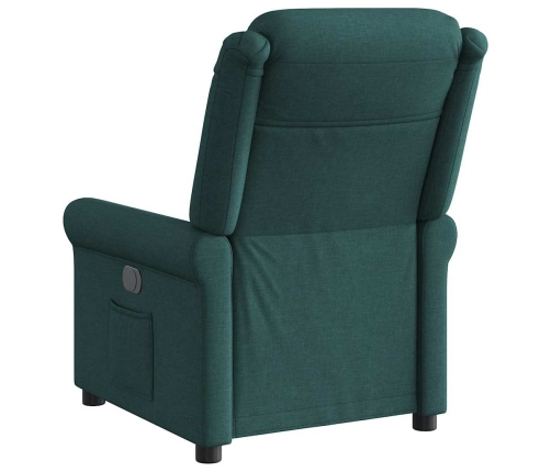 Sillón reclinable eléctrico tela verde oscuro