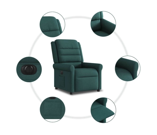 Sillón reclinable eléctrico tela verde oscuro