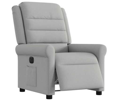 Sillón reclinable eléctrico de tela gris nube