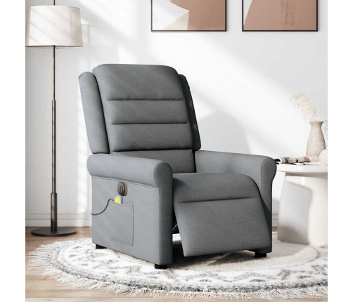 Sillón reclinable de masaje eléctrico tela gris oscuro