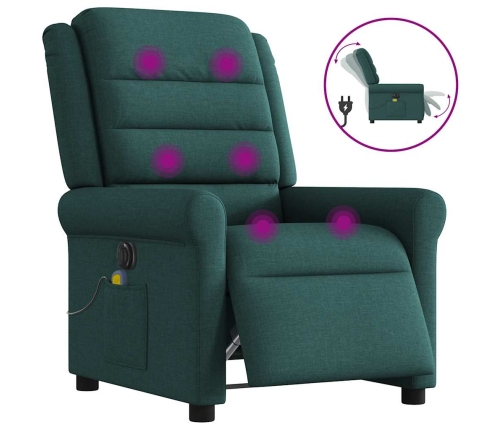 Sillón reclinable de masaje eléctrico tela verde oscuro