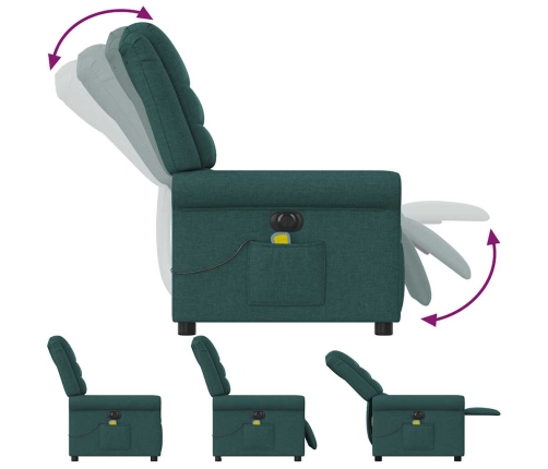 Sillón reclinable de masaje eléctrico tela verde oscuro