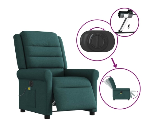 Sillón reclinable de masaje eléctrico tela verde oscuro