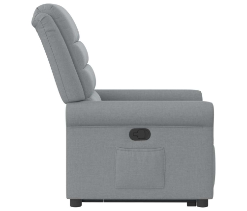 Sillón reclinable elevable de tela gris claro