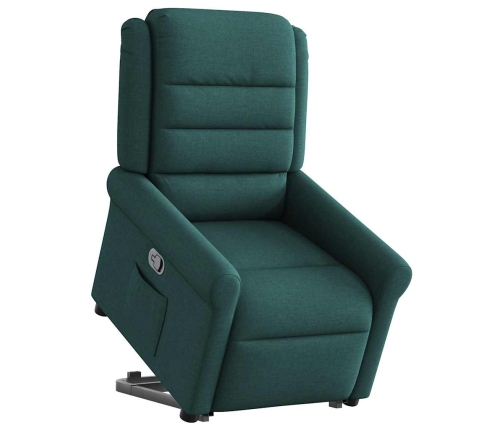 Sillón reclinable elevable tela verde oscuro