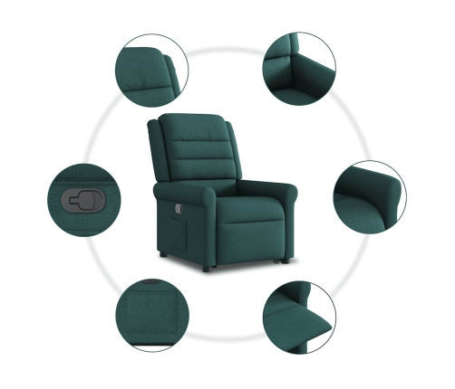 Sillón reclinable elevable tela verde oscuro