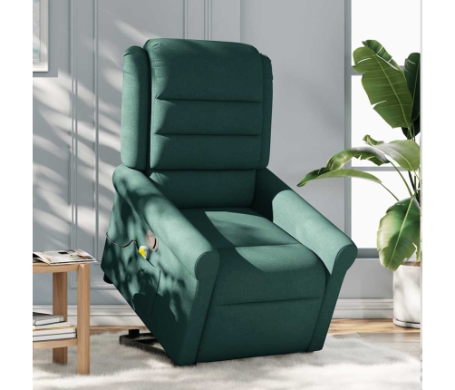 Silla de masaje reclinable de pie de tela verde oscura