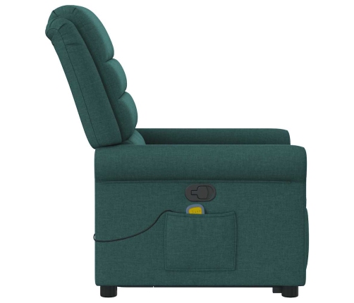 Silla de masaje reclinable de pie de tela verde oscura