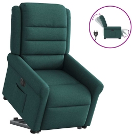 Sillón eléctrico reclinable elevable de tela verde oscuro