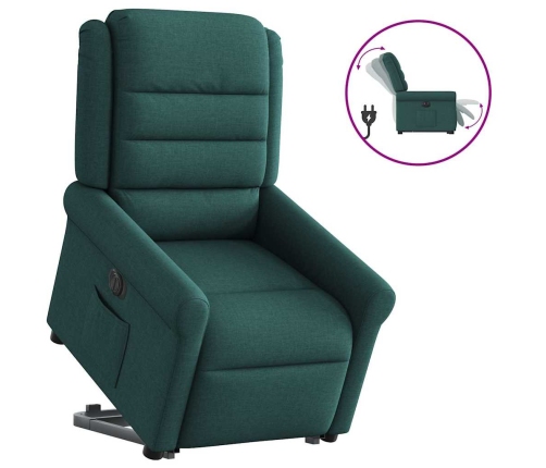 Sillón eléctrico reclinable elevable de tela verde oscuro