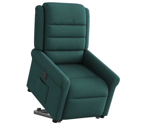 Sillón eléctrico reclinable elevable de tela verde oscuro