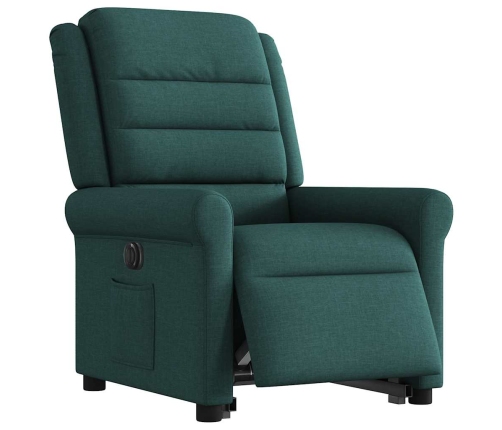 Sillón eléctrico reclinable elevable de tela verde oscuro