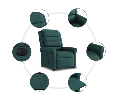 Sillón eléctrico reclinable elevable de tela verde oscuro