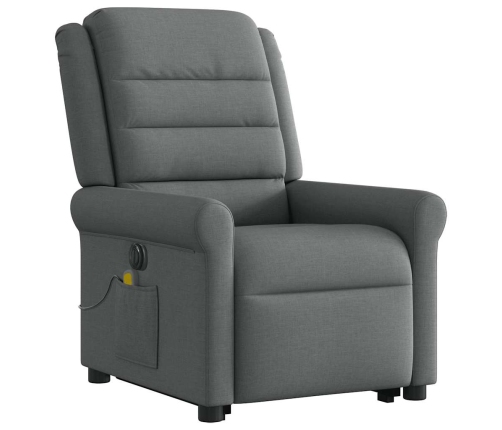 Sillón de masaje eléctrico reclinable elevable tela gris oscuro