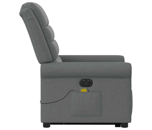 Sillón de masaje eléctrico reclinable elevable tela gris oscuro