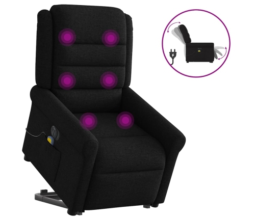 Sillón de masaje eléctrico reclinable elevable tela negro