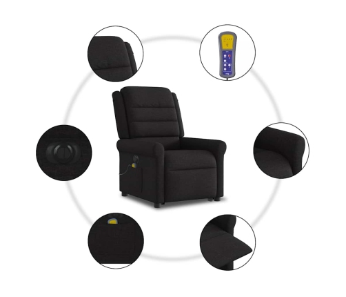 Sillón de masaje eléctrico reclinable elevable tela negro