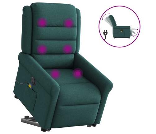 Sillón masaje eléctrico reclinable elevable tela verde oscuro