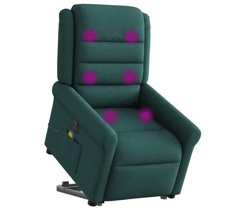 Sillón masaje eléctrico reclinable elevable tela verde oscuro