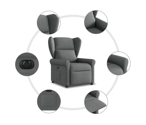 Sillón reclinable eléctrico de tela gris oscuro