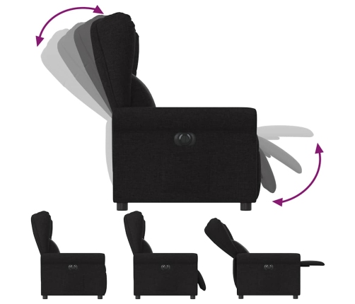 Sillón reclinable eléctrico de tela negro