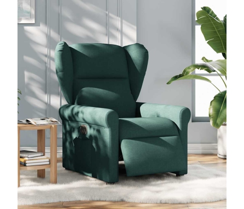 Sillón reclinable eléctrico tela verde oscuro