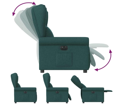 Sillón reclinable eléctrico tela verde oscuro