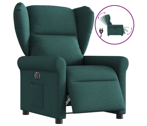 Sillón reclinable eléctrico tela verde oscuro