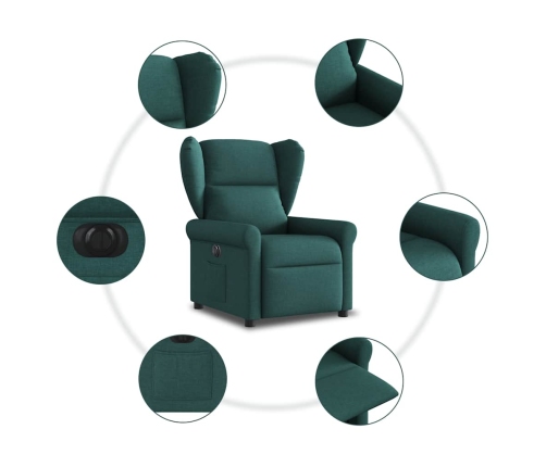 Sillón reclinable eléctrico tela verde oscuro