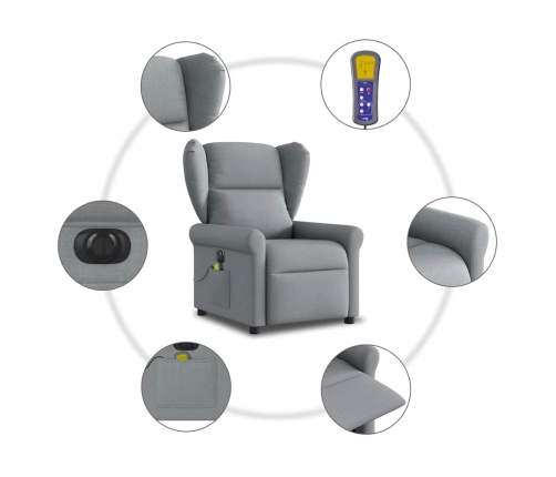 Sillón reclinable de masaje eléctrico tela gris claro