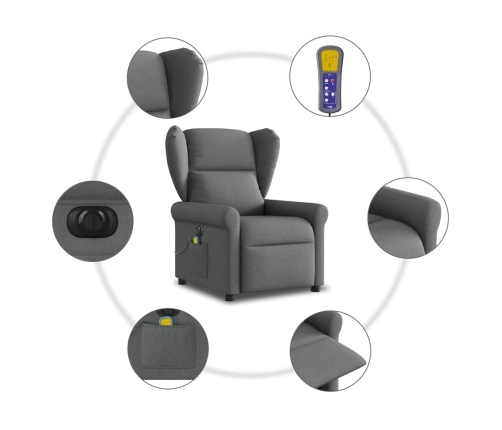 Sillón reclinable de masaje eléctrico tela gris oscuro