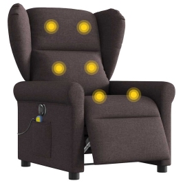 Sillón reclinable de masaje eléctrico tela marrón oscuro